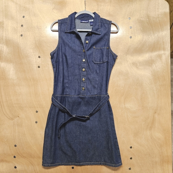 Vintage Forenza  Belted Button-Up Denim  Dress 5-4160-7 Cotton Size 10 Y2K - Picture 5 of 6